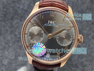 Swiss IWC Portugieser 7 Days Power Reserve Replica Watch Rose Gold Grey Dial